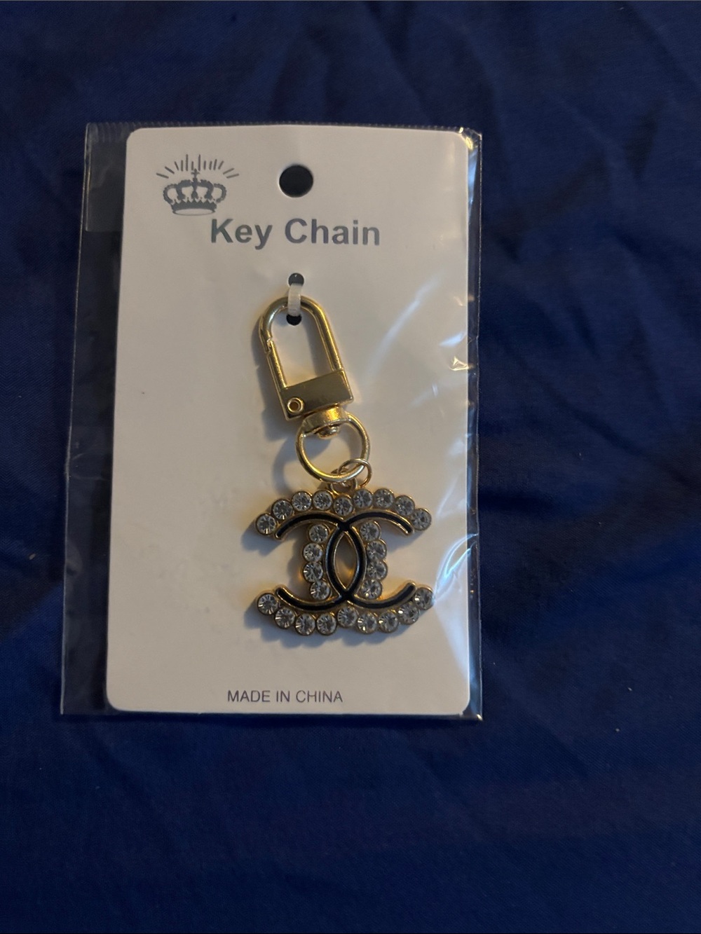 FASHION - Gold Crystal Double-C Logo Keychain - Women Accessories
